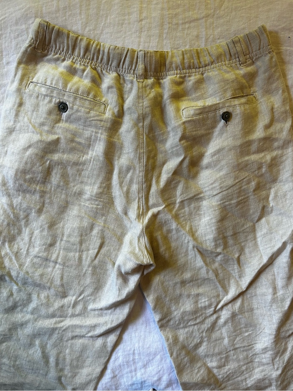 Men's Cream Linen Pants - Picture 3 of 6